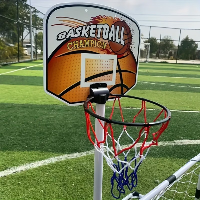 Sports Equipment 2 Year Old - 大型2-in-1ポータブルプラスチック製サッカー＆バスケットボールゴール 室内/屋外兼用子供用スポーツ玩具 折りたたみ式サッカー練習器具