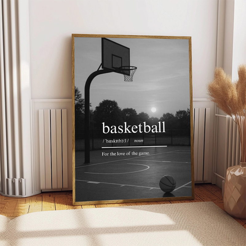 黒と白のバスケットボールスターの感動的な引用ポスター、ホーム - Sports Equipment Poster のレビューと価格