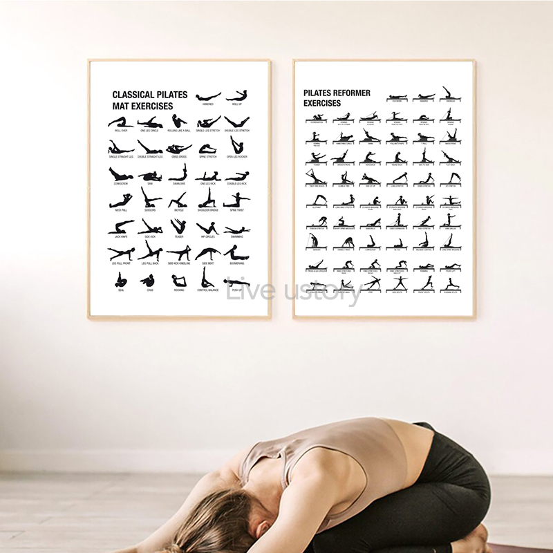 フレームレスピラティスワークアウトチャートポスターキャンバス - Sports Equipment Poster のレビューと価格