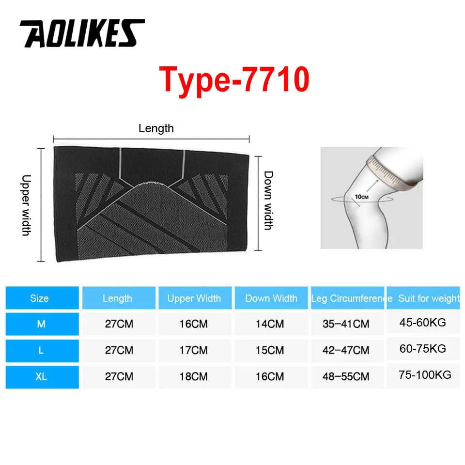 Aolikes-スポーツ圧縮膝装具パッド、弾性サポートパッド - Sports Equipment Knee Support のレビューと価格
